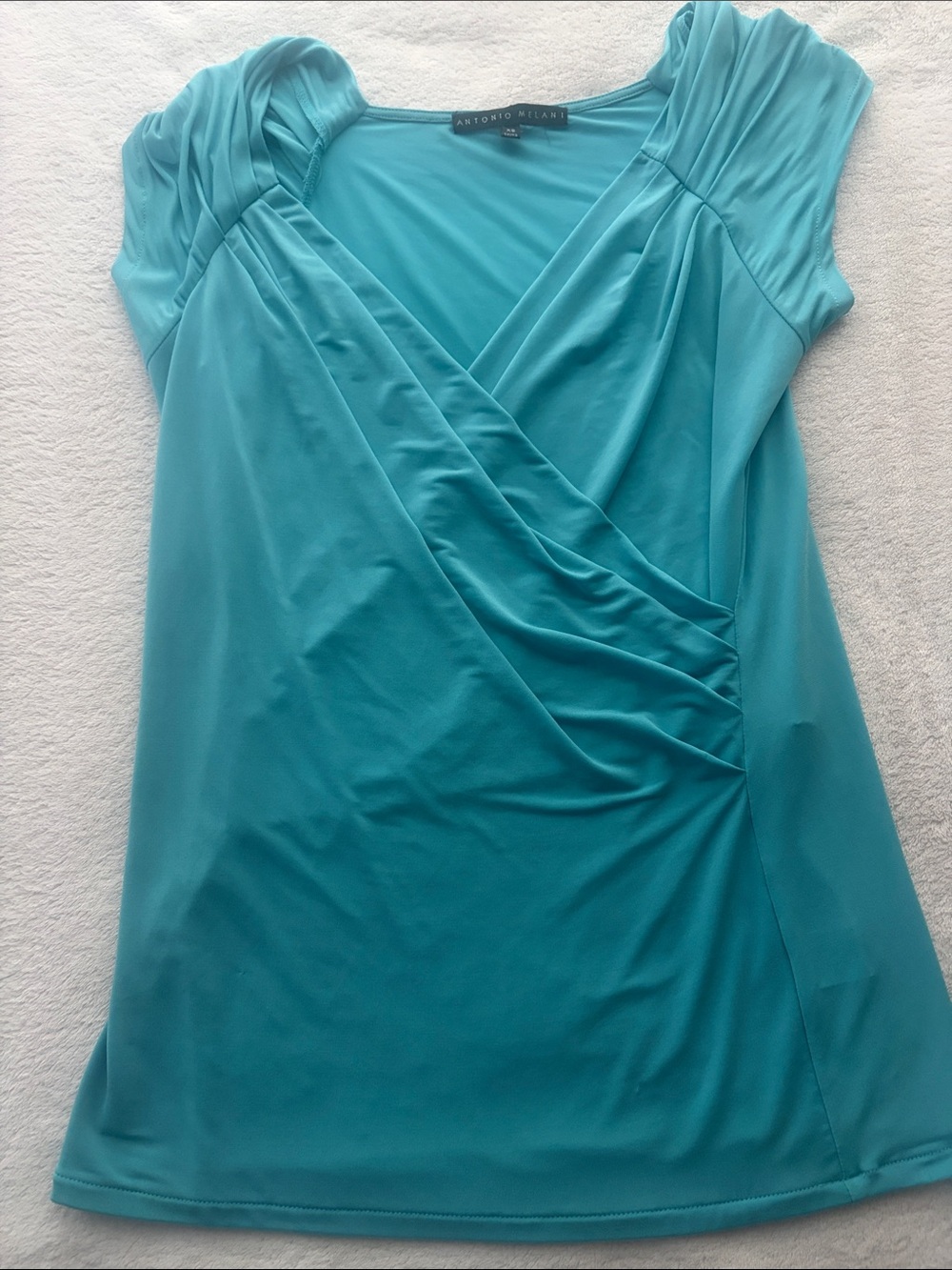 ANTONIO MELANI Teal Wrap-Front Cap-Sleeve Camisole